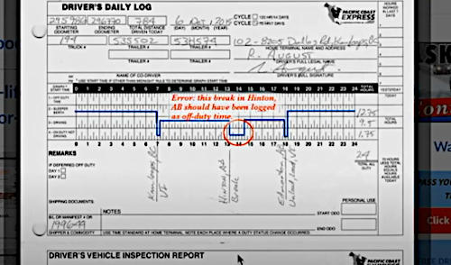 A logsheet showing Rick August driving truck in the fall of 2015.
