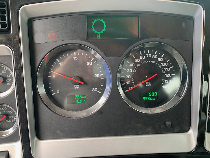 The tachometer and speedometer are the most important gauges when driving a big truck.