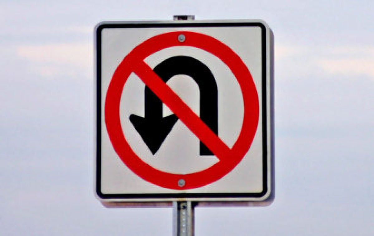 No U turn signs prohibit the manoeuvre of a U turn for reasons of safety and traffic flow.