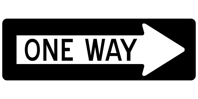 The One-Way Sign almost always works in concert with road markings and the 