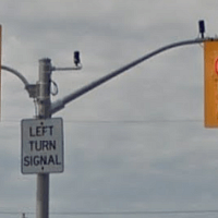 Traffic light exclusively controlling left turning traffic.
