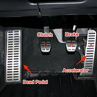 The pedals for a manual car are the same whether you drive on the left or right: clutch, brake, & accelerator from left to right.