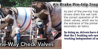 The one-way check valve is primary responsible for the division of the air brake system into a primary and secondary sub-system.