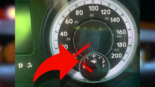 A small arrow on the fuel gauge will tell you which side of your vehicle the fill cap is on.