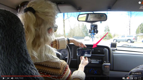Jen uses the speedometer in a Global Positioning System device because it's easier for her to see than the one on the vehicle's instrument panel.