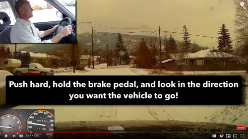 When braking with ABS, hold the brake pedal and steer the vehicle in the direction you want to go.