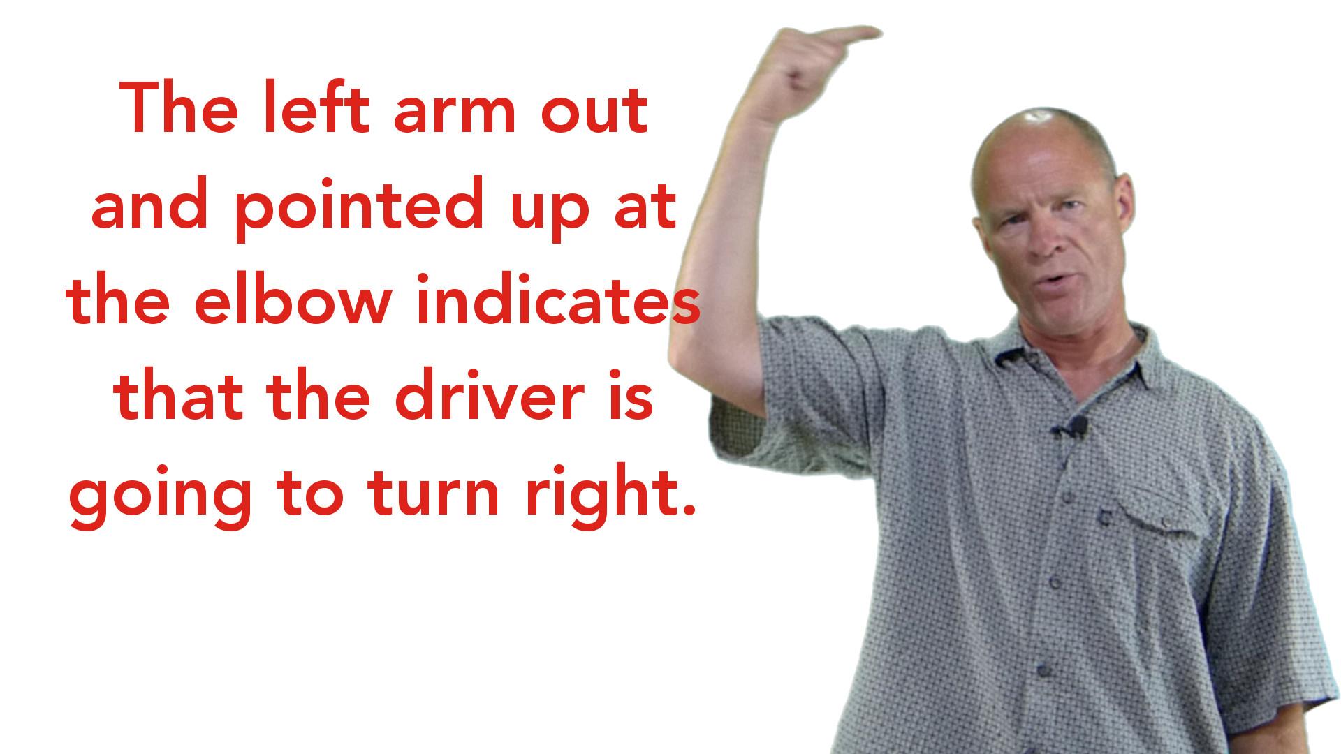 Driving hand signal indicating that the vehicle is going to turn left