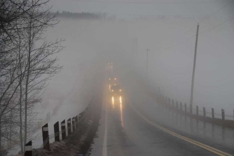 At high elevations you may encounter fog.<p>Drive with your headlights on to be seen, and at a speed that will allow you to make an emergency stop.
