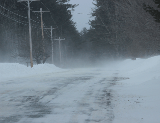 Blowing and drifting snow makes driving treacherous.<p>Take the WINTER DRIVING SMART course to learn how to find the roadway in white-out conditions.